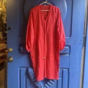 Abito donna Noriko rosa misto lino cotone sconosciuto tunica boho taglia M - Foto 1 di 5