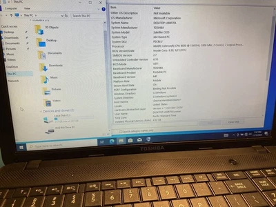 Genuine Toshiba Satellite C855D-S5347 Laptop Read Description Holds battery - Image 1 of 4