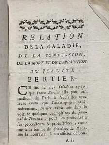 VOLTAIRE - RELIGION - relation de la maladie du jésuite bertier - 1759 - Picture 1 of 10