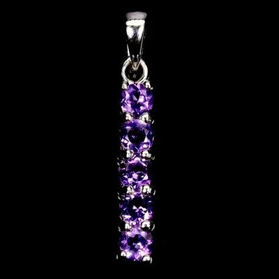 Black Friday 925 Sterling Silver Pendant Round Amethyst 4mm Gemstone Jewelry - Image 1 of 4