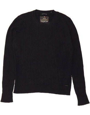 SUPERDRY Womens Crew Neck Jumper Sweater UK 16 Large Navy Blue Wool DY05 - Image 1 of 4