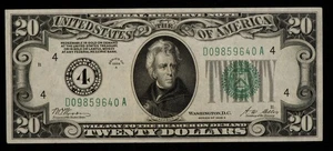 FR 2051-D $20 1928 A Federal Reserve Note US - VF++/XF - SKU-CA1489 - Picture 1 of 2