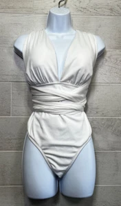 MOLYBELL Womens Plus Size XXL VNeck Textured Ribbed Wrap NWT 1 Piece Swimsuit - Picture 1 of 6