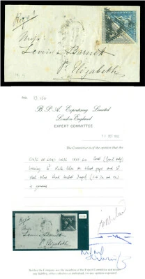 CAPE OF GOOD HOPE 1855 Triangulars 6p sl. purple +4p steel bl Sc# 5c+13b FRONT R - Image 1 of 4