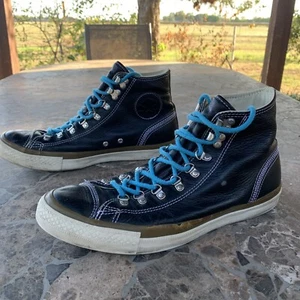 Mens Primo Distressed Converse Chuck Taylor All Star Shoes Black Leather Size 10 - Picture 1 of 8