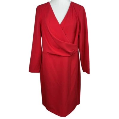 Ralph Lauren Black Label Red Surplice Long Sleeve Dress Size 16 New NWT - Image 1 of 4