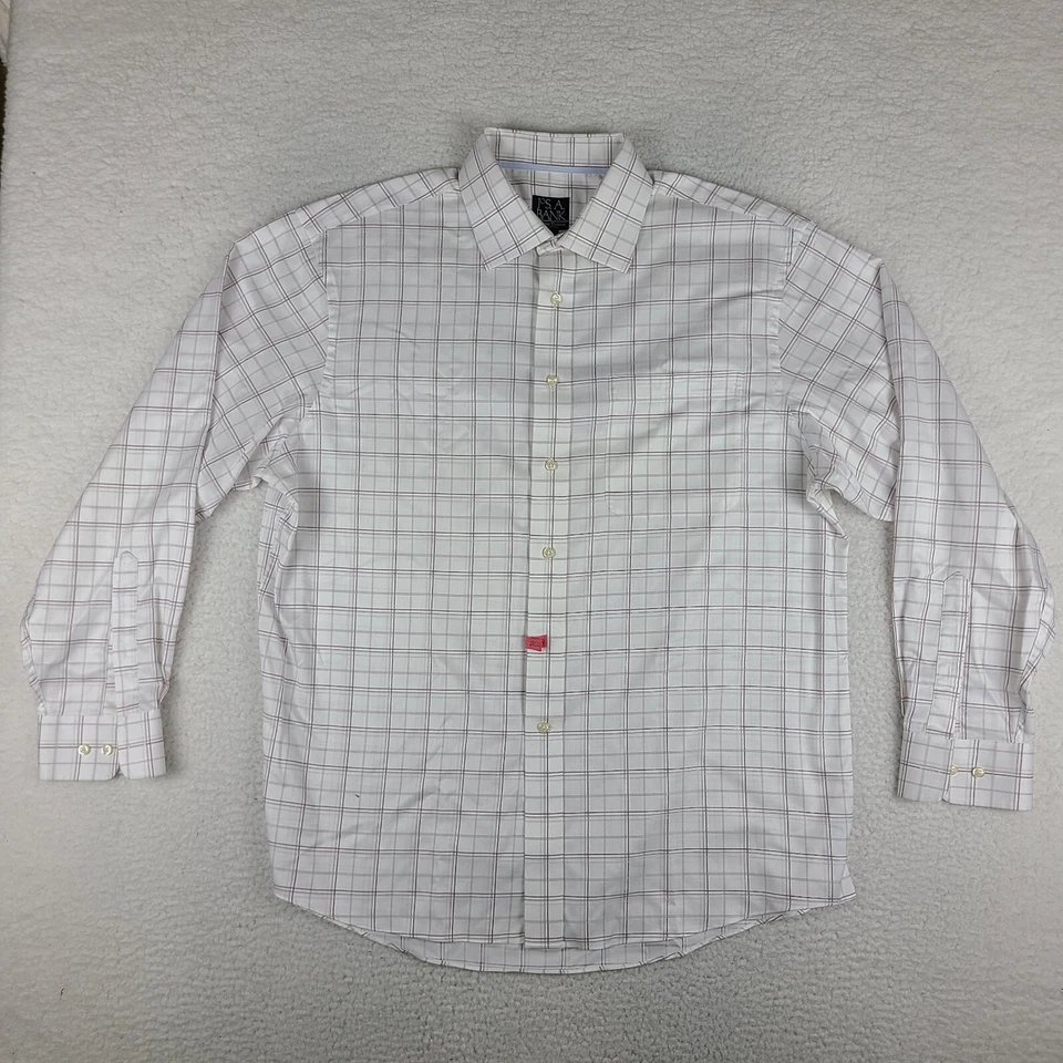 Camisa masculina Jos A Bank Signature Collection grande borgonha branca sem rugas - Imagem 1 de 4