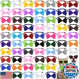 Huhumy 240 Pcs Dog Bow Ties with Adjustable Collar 20 Colors Puppy Neck Bows - Picture 1 of 5