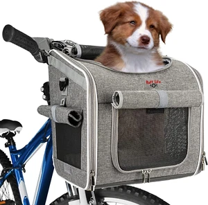 Dog Bike Basket, Expandable Soft-Sided Reflective Pet Carrier Backpack with 4 Op - Picture 1 of 8