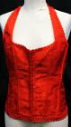 Kimring Red Corset Halter Bustier Lace up/Hook-n-Eye Women Sz XL Baroque Satin