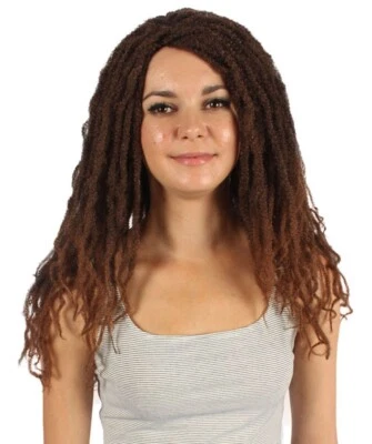 Peluca marrón rasta de lujo para mujer adulta, mejor para Halloween HW-1525A Foto 1 de 4