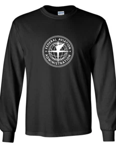 FAA Federal Aviation Administration Langarm-T-Shirt weiß versiegelt schwarz Baumwolle - Bild 1 von 3