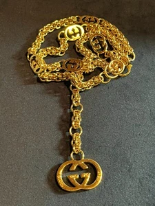 CINTURÓN GUCCI AUTÉNTICO Marca con Logotipo Vintage Raro Oro GG Collar ANTIGUO GUCCI F/S - Imagen 1 de 11
