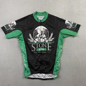 Canari Cycling Jersey Mens Medium Green Black Stone Brewing Craft Beer USA Made - Picture 1 of 13