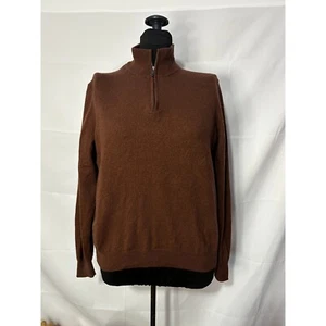 NEW Christian Lacroix 100% Merino Wool 1/4 Zip Pullover Sweater Brown Womens L - Picture 1 of 8