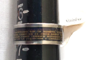Espanol Men's Stainless Steel Bible Verse Christian Lord's Prayer Cross Ring 6.5 - Picture 1 of 4