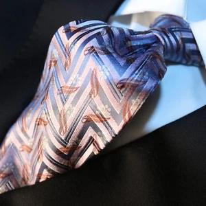 ERMENEGILDO ZEGNA Lavendel Grau Kupfer Geometri Geometri Gewebte Seidenkrawatte 60" L x 3,75" B - Bild 1 von 12