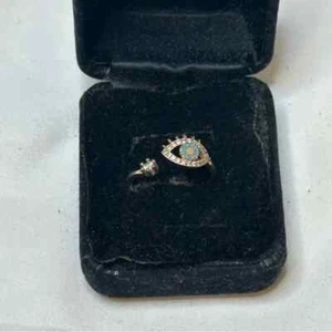 Eye Design Blue and Black Crystal with Stone Ring GUC Good Luck Evil Eye Symbol - Picture 1 of 2