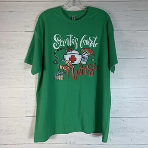 Holiday "Santa's favorite Nurse"  green graphic tshirt womens size XL - Picture 1 of 5