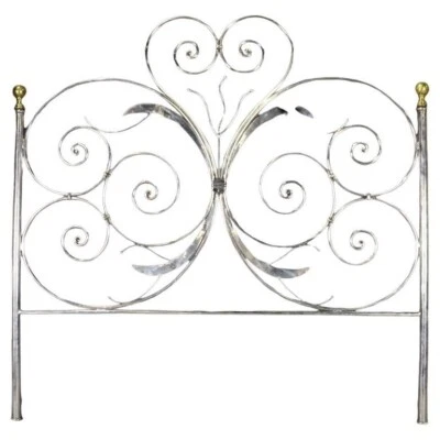 Louis XV Style Custom-Made Steel and Brass King Size Headboard Vesey Style - Image 1 of 4
