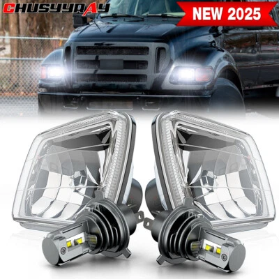 DOT Approved Pair 5x7 7x6 led Headlights With H4 for Ford F650 F750 L9000 F 250 - Image 1 of 4