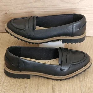 Clarks Keesha Luca Black Leather Slip On Shoes UK Size 5 Wide Fit - Picture 1 of 7