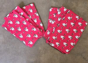 Christmas RED COTTON NAPKINS- 6-Swan, Goose W/ Wreath, 16" Sq. Country Granny - Picture 1 of 5