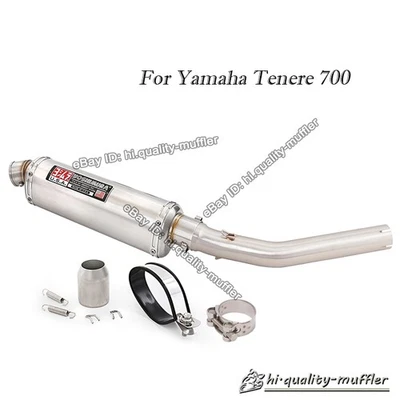 For Yamaha Tenere 700 2019-2025 Mid Exhaust System Link Pipe + 51mm Muffler Tips - Image 1 of 4