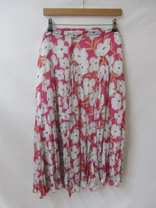 Zola Pleated Crinkle Boho Style Skirt Pink Floral Tie Waist Size 20 - Picture 1 of 9