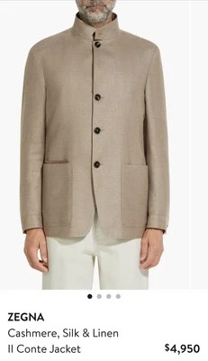 Chaqueta ZEGNA 'Il Conte' Oasi Cashmere Chore, Taupe Claro, 52EU/42US US Precio de venta sugerido por el fabricante 4950 USD Foto 1 de 4