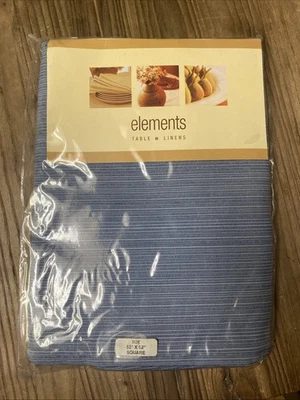 Elements Table Linens Tablecloth Cotton Polyester Blue 52" x 52" New Sealed - Image 1 of 4