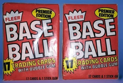 (2)-1981 FLEER BASEBALL PAQUETES DE CERA SIN ABRIR-(PAQUETE REGULAR + ERROR CON 26-28 TARJETAS) Foto 1 de 4
