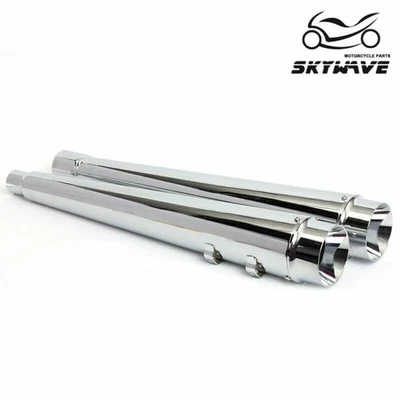 Chrome 4" Slip-On Muffler Exhaust Pipes For Harley Touring Road Glide King 17-25 - Imagem 1 de 4