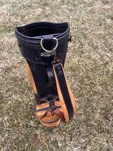 Vintage Titleist Golf Bag Navy Blue Brown Faux Alligator - Picture 1 of 18
