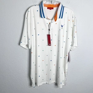 Redvanly Golf Polo Shirt Men’s XL White Langham Performance Geometric B24 - Picture 1 of 12