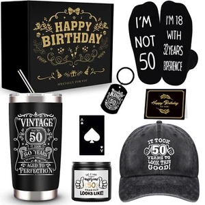 50th Birthday Gifts for Men, Unique 50 Year Old Birthday Gifts Box with 20 Oz... - Picture 1 of 7