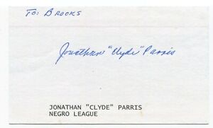 Clyde Parris Signed 3x5 Index Card Autographed Baseball Yankees Negro League