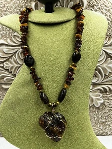 Vintage Natural Baltic & Butterscotch Amber LARGE Nugget Necklace 20” unique - Picture 1 of 10