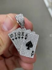 3 Ct Round Cut Simulated Diamond 14K White Gold Finish Mens Cluster Card Pendant