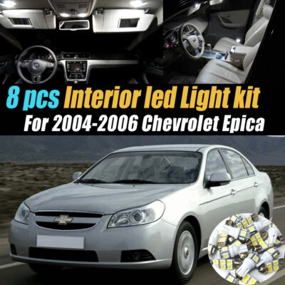 8Pc Super White Car Interior LED Light Bulb Kit for 2004-2006 Chevrolet Epica - Image 1 of 4