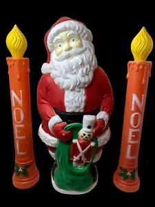Vtg Santa Claus & 2 Noel Candle Blow Molds 38" 1997 Grand Venture Toy Soldier - Picture 1 of 12