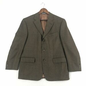 Oscar De La Renta Men's Size 42S Brown 100% Lambswool Three-Button Blazer Jacket
