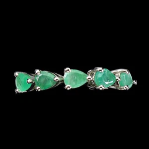 925 Anillo Plata de Ley Pera Esmeralda 5x4mm Gema Natural Joyería Talla 7 - Imagen 1 de 9