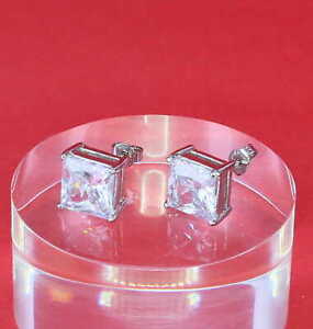 AAAA Grade 10 mm Gold Plated Square Shape Cubic Zirconia Stud Earrings
