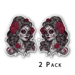 Paquete de 2 calcomanías calcomanías calavera de azúcar Día de los Muertos Día de los Muertos #34118 - Imagen 1 de 2