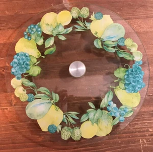 Lazy Susan Clear Glass Fruit Retro Vintage 14” - Picture 1 of 6