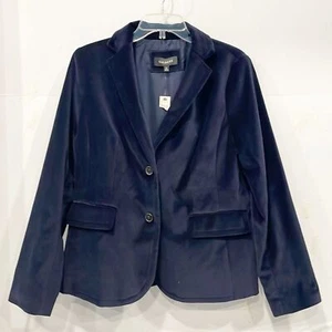 NEW Talbots Womens Cotton Velveteen Blazer Sz 12 Blue Career Business Casual - Picture 1 of 10
