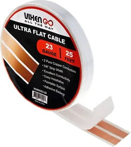 VIXEN GO 23AWG 2-CONDUCTOR FLAT CABLE/WIRE FOR SPEAKERS,DOORBELL,LED LIGHT 25FT - Picture 1 of 9