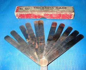 Vintage Starrett Thickness Gage 467 w Locking Device, 13 Blades, & original box - Picture 1 of 9