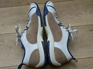 Men's Rockport XCS Blue/White/Tan Leather Suede Casual/Travel Sneakers US 9.5